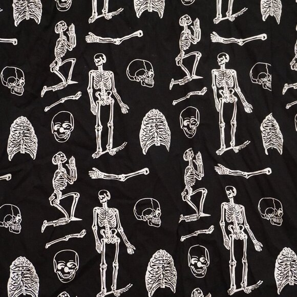 Rugby University Black Button Up Shirt with White Skeleton Pattern Men’s Small - Picture 3 of 4
